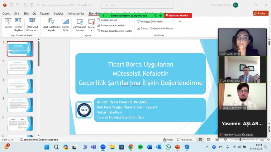 Fakültemiz Ticaret Hukuku ABD Öğretim Üyelerinden Dr. Öğr. Üyesi Pınar Uzun-Şenol, ASOS 10. Uluslararası Hukuk Sempozyumu’na, “Ticari Borca Uygulanan Müteselsil Kefaletin Geçerlilik Şart(lar)ına İlişkin Değerlendirme” başlıklı tebliği ile katılmıştır.